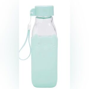 Aqua milk kitty glass w rubber cover and lid w strap purrfect for kids or adults